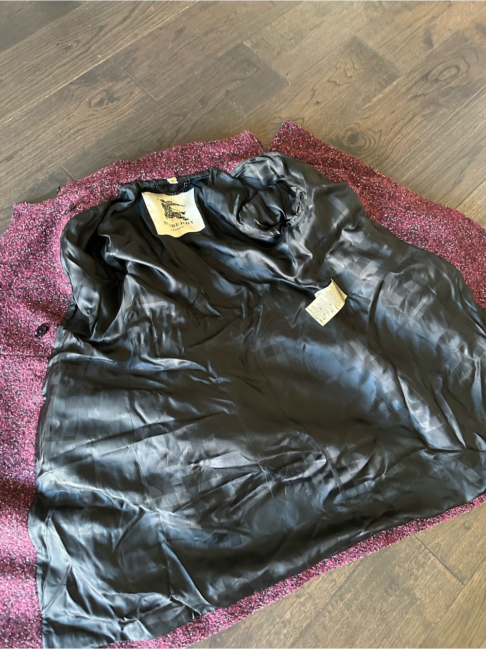 Burberry Burgundy Tweed Jacket Coat size UK 6 US 4 - Picture 8 of 13